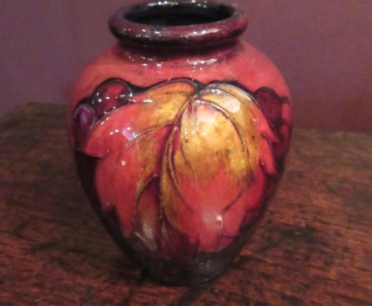 Moorcroft Flambe Glazed Leaf & Berries Vase - Image 1