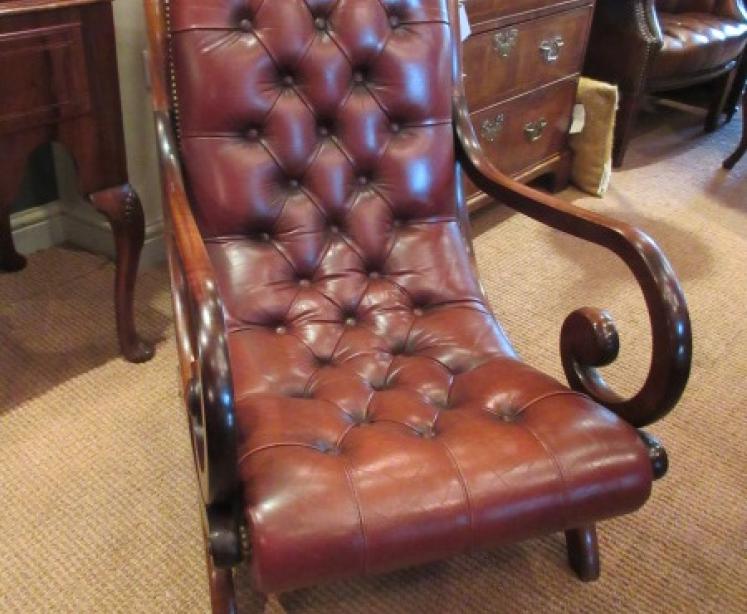 1920's Leather Buttoned 'Slipper' Armchair - Image 4