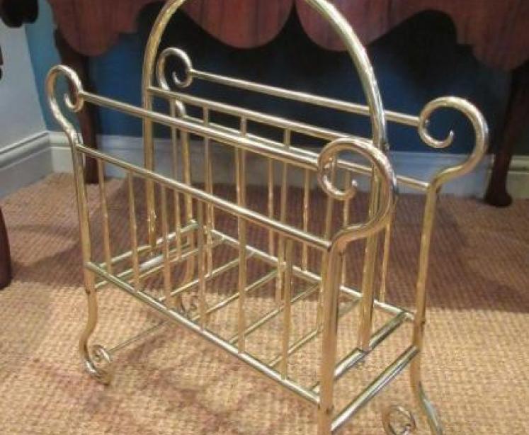 Art Nouveau Brass Framed Magazine Stand - Image 1