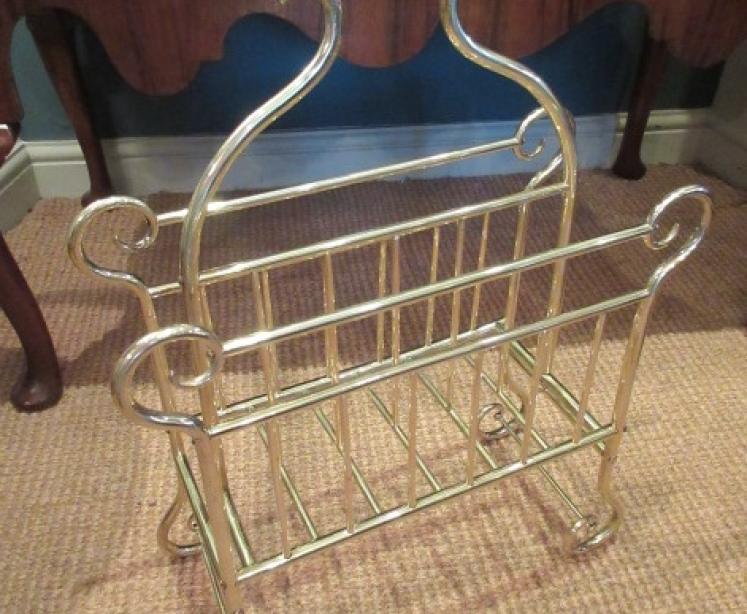 Art Nouveau Brass Framed Magazine Stand - Image 5