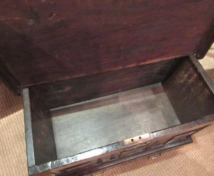 George II Period Oak Two Panel Coffer Bach - Image 4