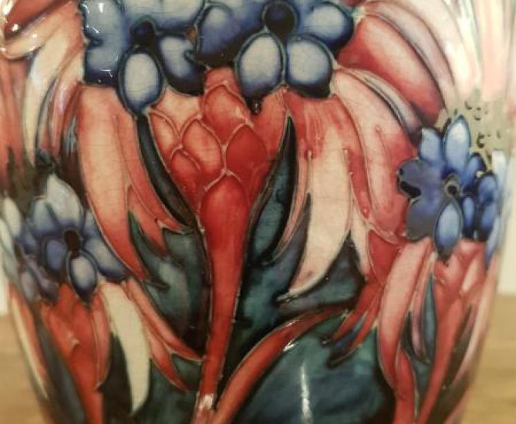 Moorcroft Cornflower Vase On Rare Blue-Green Ground - Image 2