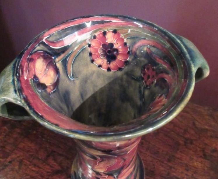 Early Moorcroft Spanish on Ochre Twin Handled Vase - Image 2