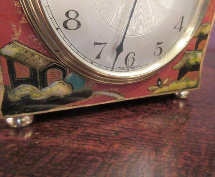 Small Edwardian Lacquered Chinoiserie Mantel Clock - Image 2