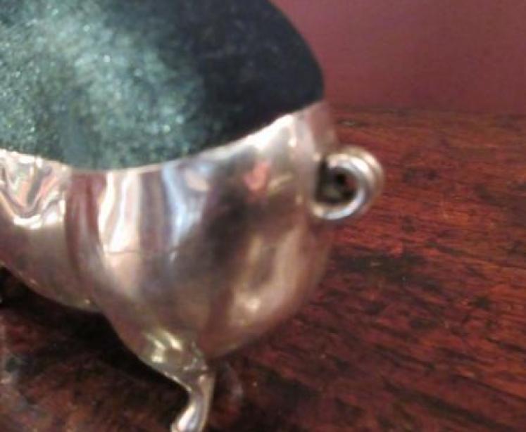 Large Edwardian Period Silver Novelty 'Pig' Pin Cushion - Image 4