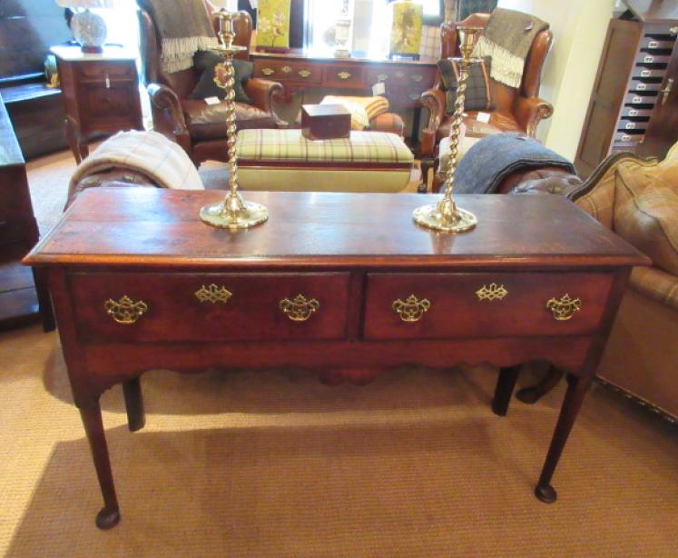 Small George III Period Oak Two Drawer Dresser - Image 1
