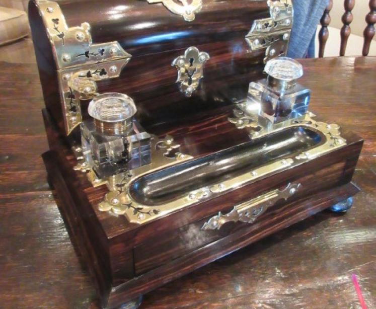Superb Early Victorian Coromandel Pen & Inkstand - Image 5