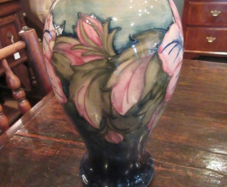 Rare Moorcroft Pink Hibiscus Baluster Shaped Vase - Image 1
