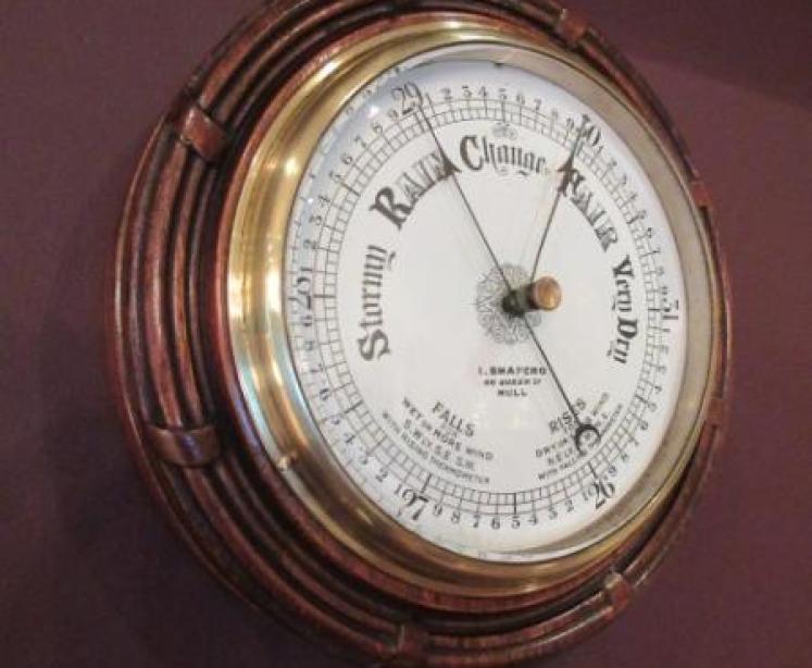 Mid Victorian Polished Oak Hull Ship's Barometer - Image 1