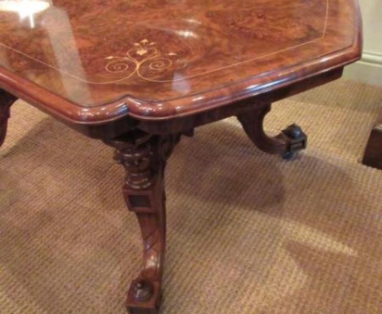 Superb Mid Victorian Burr Walnut Coffee Table - Image 3