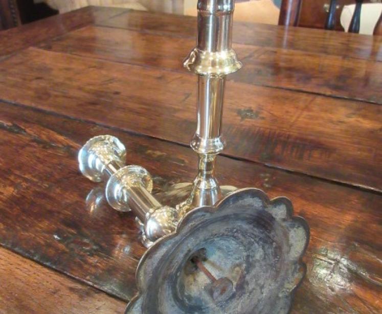 Pair of George III Period Brass Seamed Candlesticks - Image 4