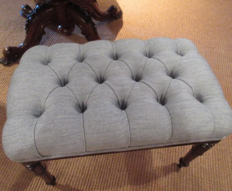 Pair of William IV Period Mahogany Buttoned Stools - Image 2