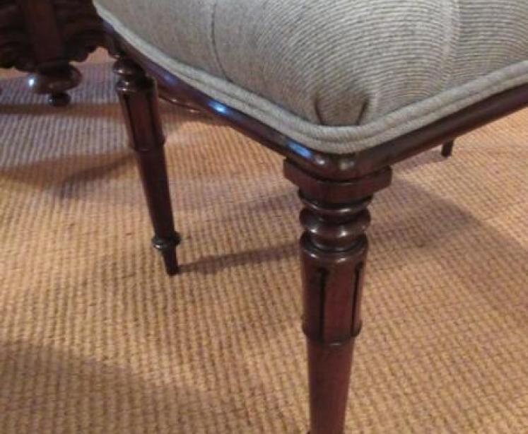 Pair of William IV Period Mahogany Buttoned Stools - Image 3