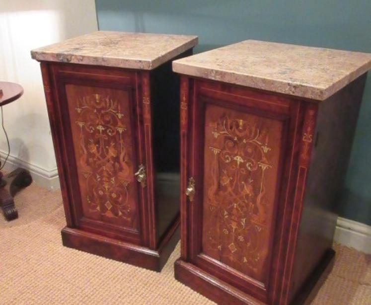 Superb Pair of Victorian Rosewood Inlaid Bedside Cabinets - Image 1