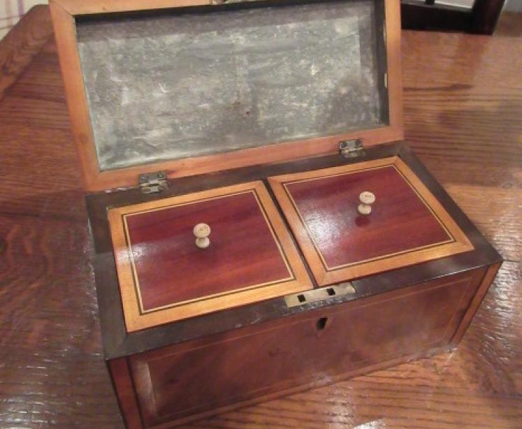 George III Period Satinwood Inlaid Tea Caddy - Image 3