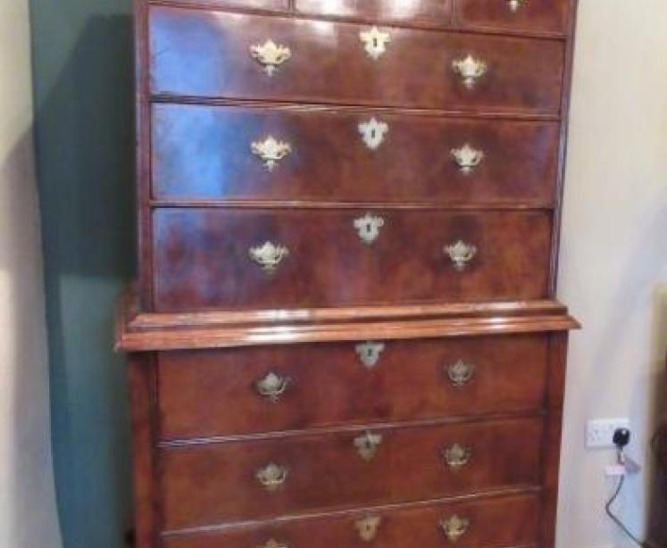 Superb George I Period Figured Walnut Chest on Stand - Image 1