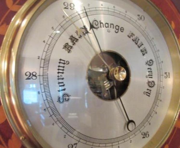 Arts & Crafts Period Fruitwood Inlaid Barometer - Image 3