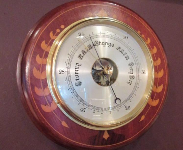 Arts & Crafts Period Fruitwood Inlaid Barometer - Image 5