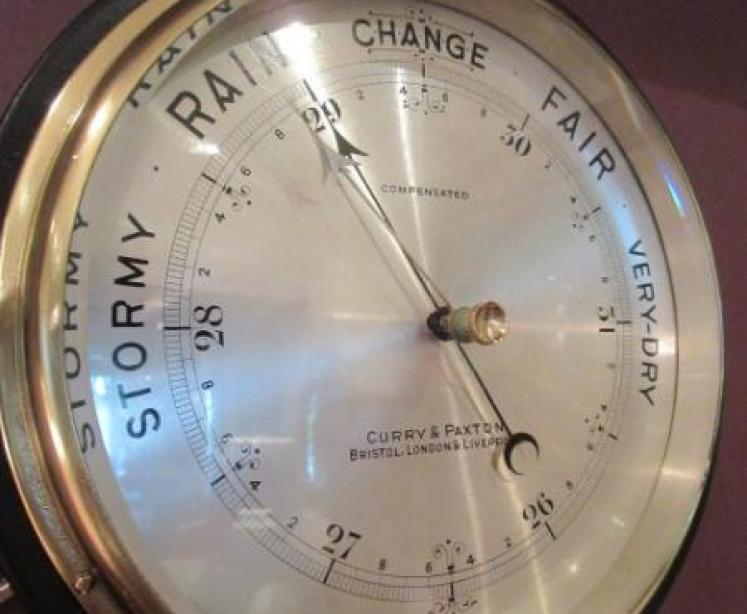 Victorian Steel & Brass  Bulkhead Marine Barometer - Image 2