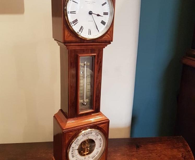 Superb Victorian Sheraton Inlaid Clock Barometer - Image 1