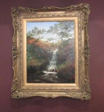 Victorian William Mellor 'Waterfall Landscape' Oil on Canvas