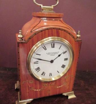 Fine Edwardian Period Satinwood Inlaid Mantel Clock