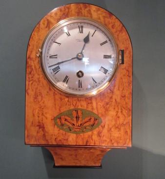 Victorian Bird's Eye Maple Inlaid Library Wall Clock