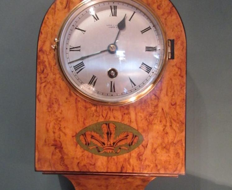 Victorian Bird's Eye Maple Inlaid Library Wall Clock - Image 1