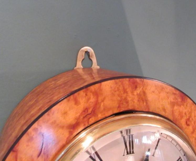 Victorian Bird's Eye Maple Inlaid Library Wall Clock - Image 4