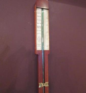 Fine 19th Century Brass Inlaid Agricultural Stick Barometer