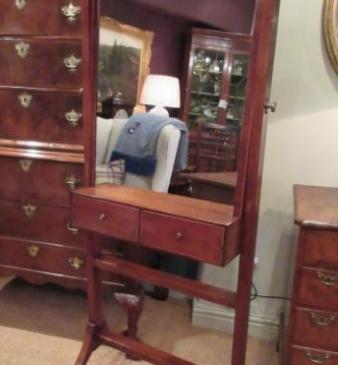 Regency Period Fruitwood Inlaid Cheval Mirror