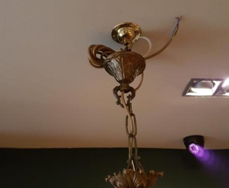 Edwardian Bronze and Crystal Chandelier - Image 4