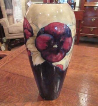 Moorcroft Pansy Pattern Tall Vase