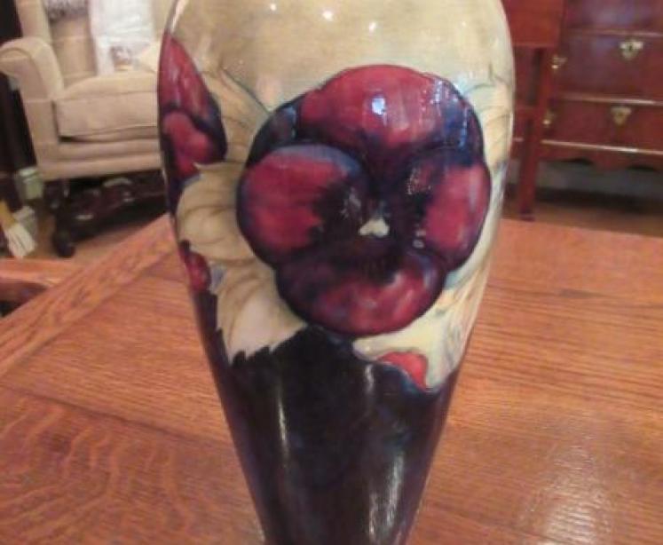 Moorcroft Pansy Pattern Tall Vase - Image 1