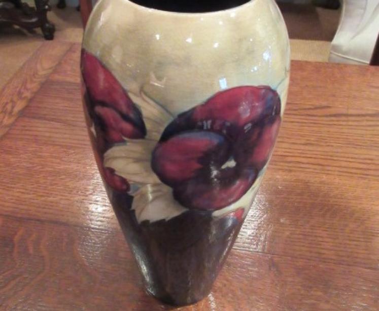 Moorcroft Pansy Pattern Tall Vase - Image 3