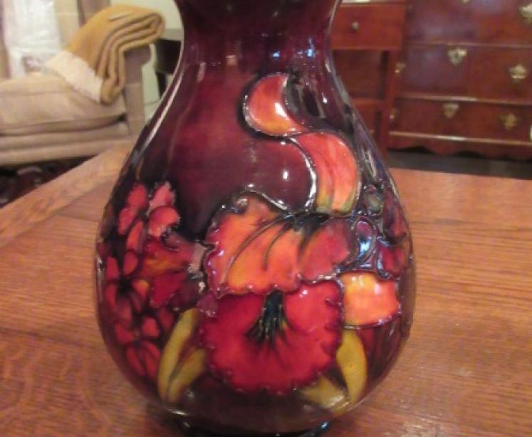 Moorcroft Slipper Orchid Flambe Glazed Vase - Image 1