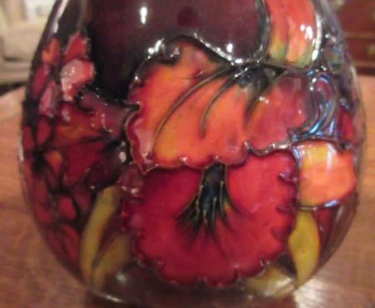 Moorcroft Slipper Orchid Flambe Glazed Vase - Image 2