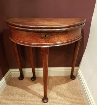 Small George II Oak Semi Circular Gaming Table