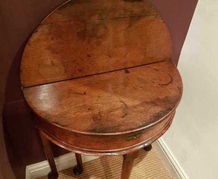 Small George II Oak Semi Circular Gaming Table - Image 4