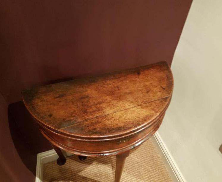 Small George II Oak Semi Circular Gaming Table - Image 5