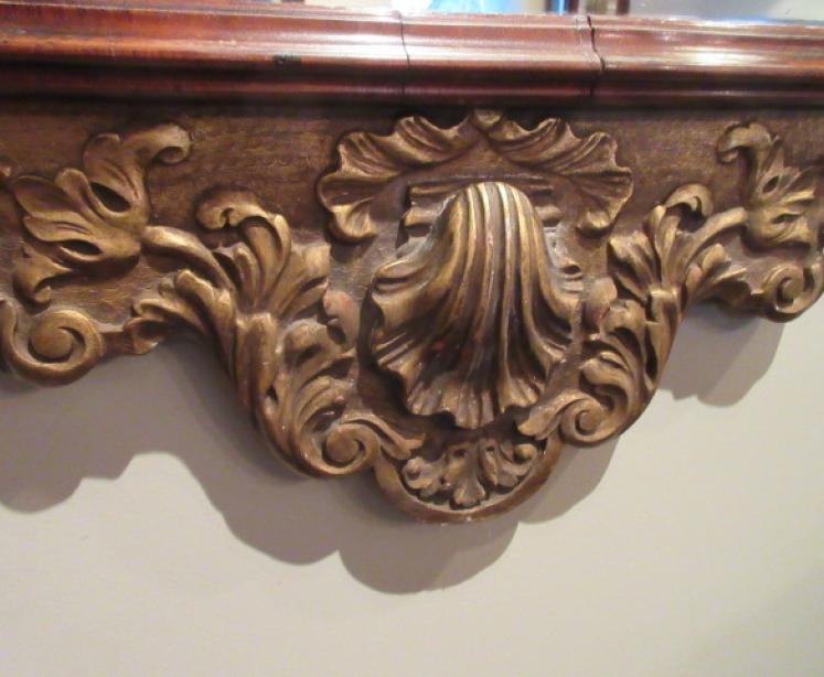 Early Victorian Walnut & Timber Gilt Mirror - Image 4