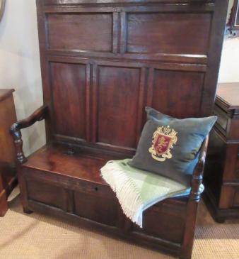 Very Original George II Period Oak High Backed Settle