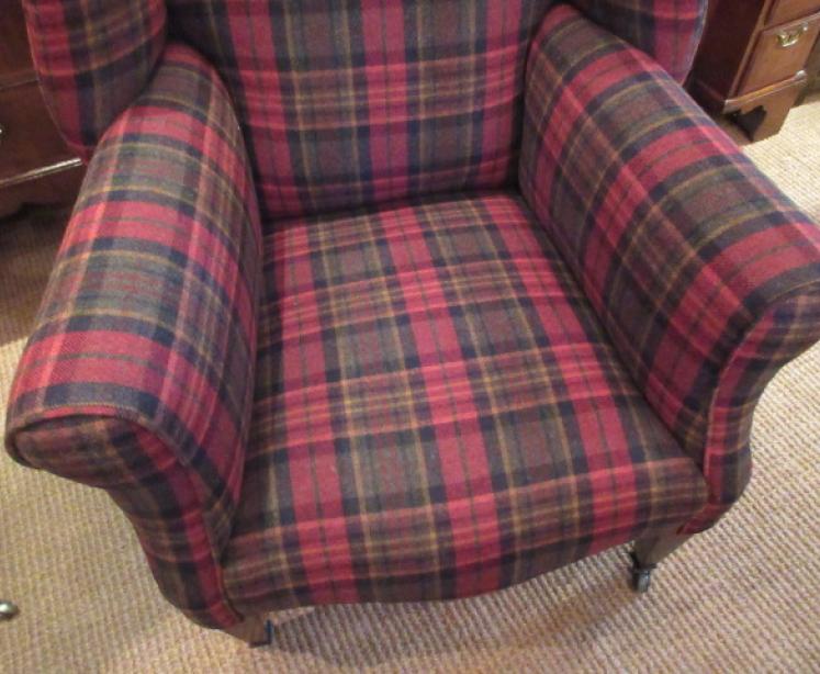 Well Shaped Victorian Upholstered Wing Armchair - Image 2