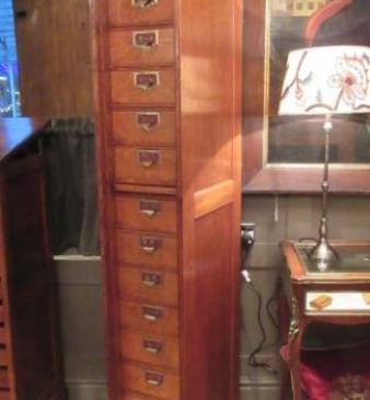 Unusual Victorian Polished Oak Tall Filing Cabinet