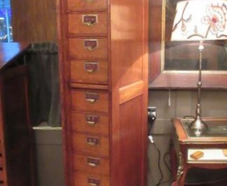 Unusual Victorian Polished Oak Tall Filing Cabinet - Image 1