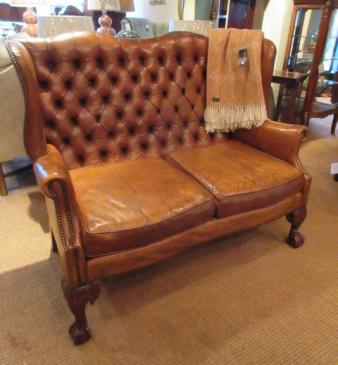 Edwardian Period Leather Chesterfield Sofa
