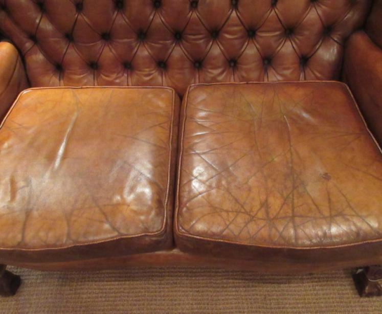 Edwardian Period Leather Chesterfield Sofa - Image 3