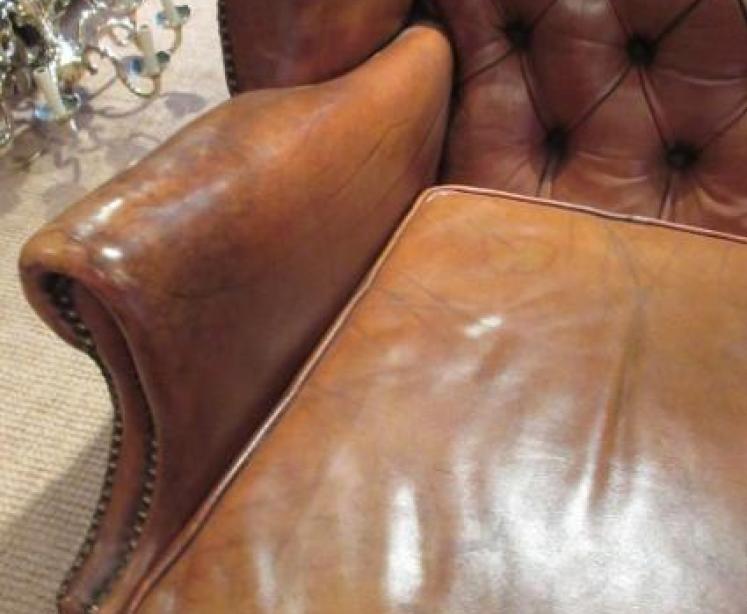 Edwardian Period Leather Chesterfield Sofa - Image 4