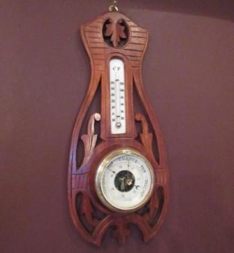  Arts & Crafts Small Walnut Banjo Barometer