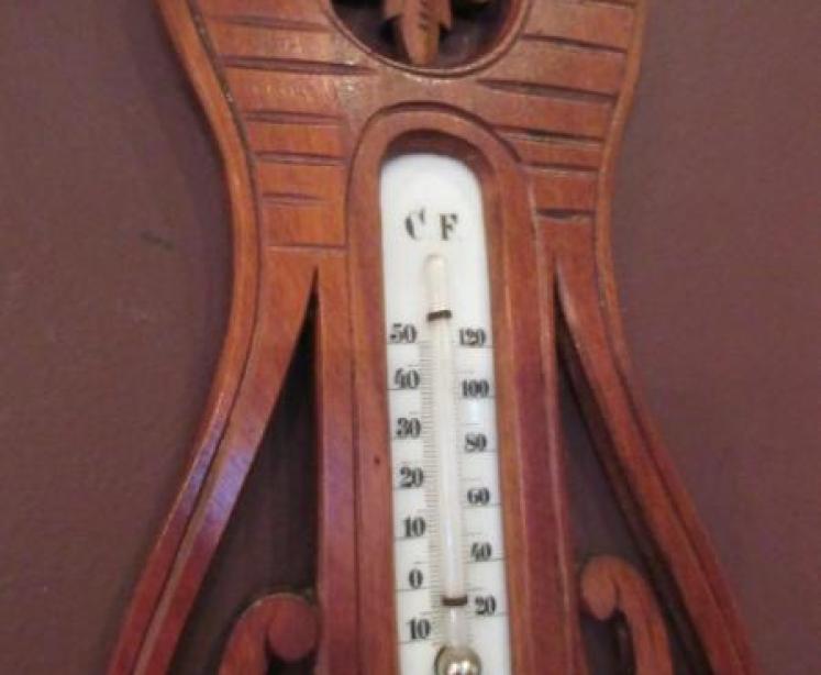  Arts & Crafts Small Walnut Banjo Barometer - Image 3